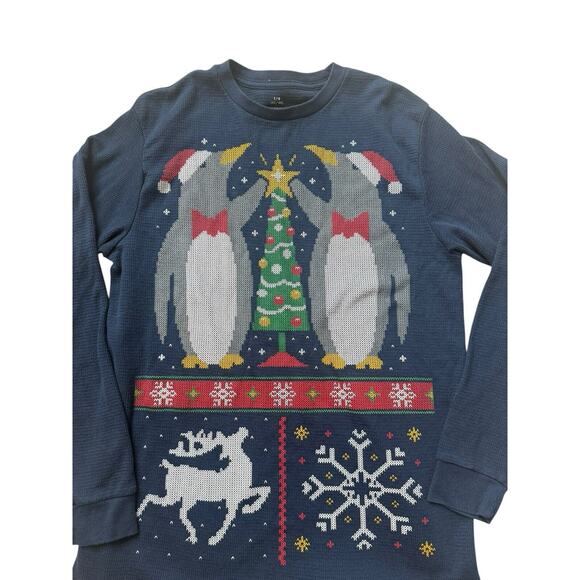 Mens Large Ugly Christmas Theme Thermal Penguins Tree Reindeer Snowflake Soft‎ - Picture 2 of 3